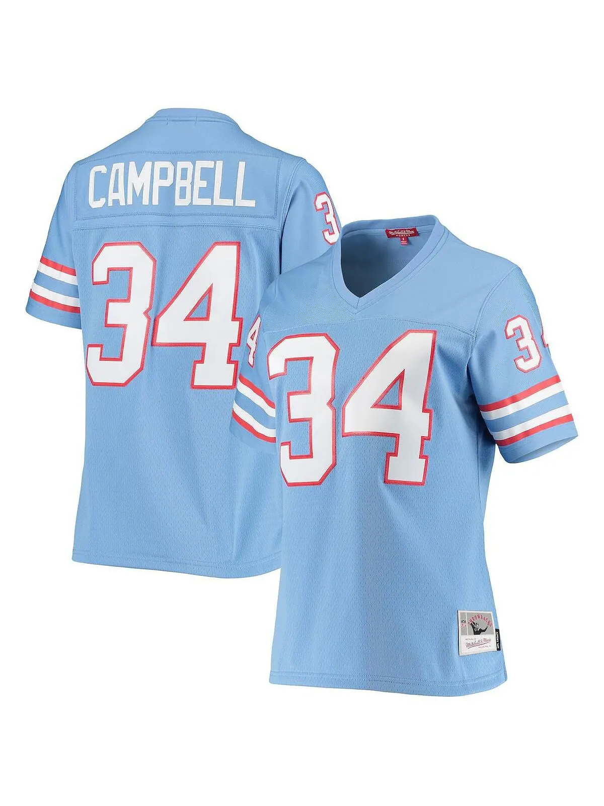 Женская голубая майка Earl Campbell Houston Oilers 1980 Legacy Replica Mitchell & Ness — изображение 1 из 3, светлый синий