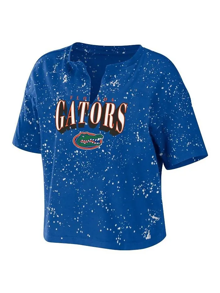 Женская укороченная футболка с вырезом и вырезом Royal Florida Gators Bleach Wash Splatter WEAR by — изображение 3 из 3