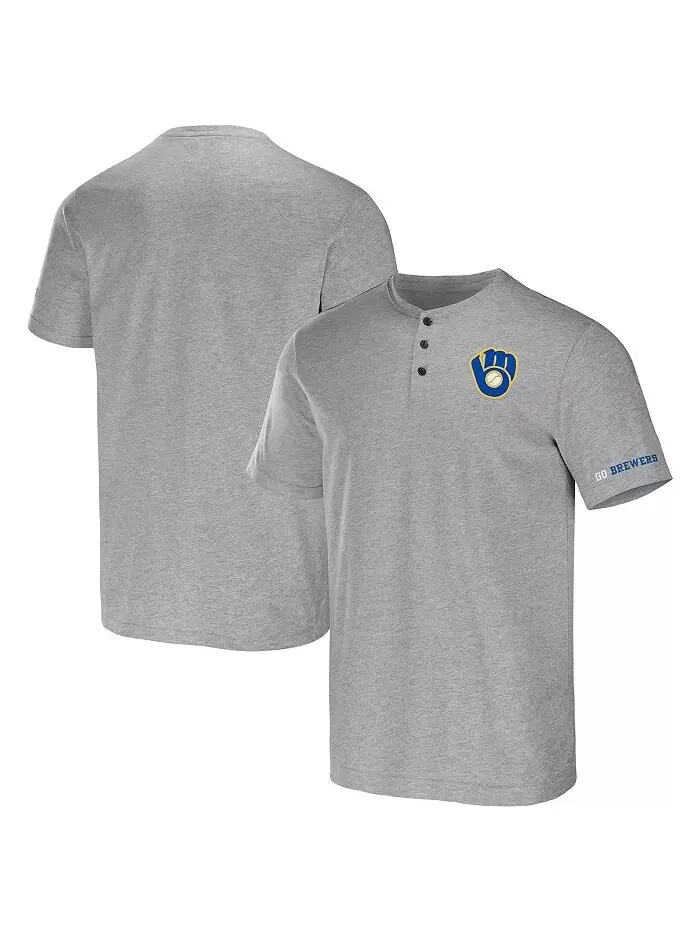 Мужская коллекция Darius Rucker от Heather Gray Milwaukee Brewers Футболка Henley Fanatics — изображение 1 из 3