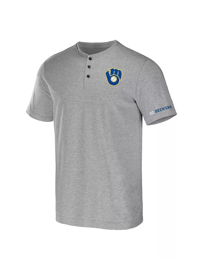 Мужская коллекция Darius Rucker от Heather Gray Milwaukee Brewers Футболка Henley Fanatics — изображение 2 из 3