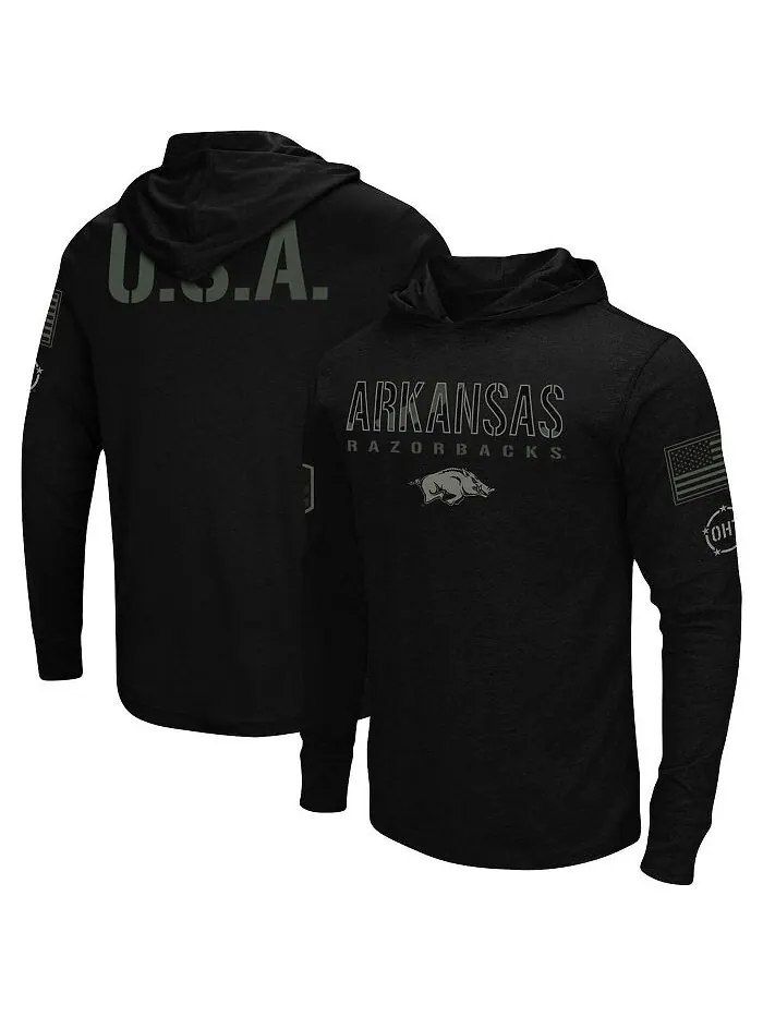 Мужская черная толстовка с длинным рукавом Arkansas Razorbacks OHT в стиле милитари Colosseum — изображение 1 из 4, черный