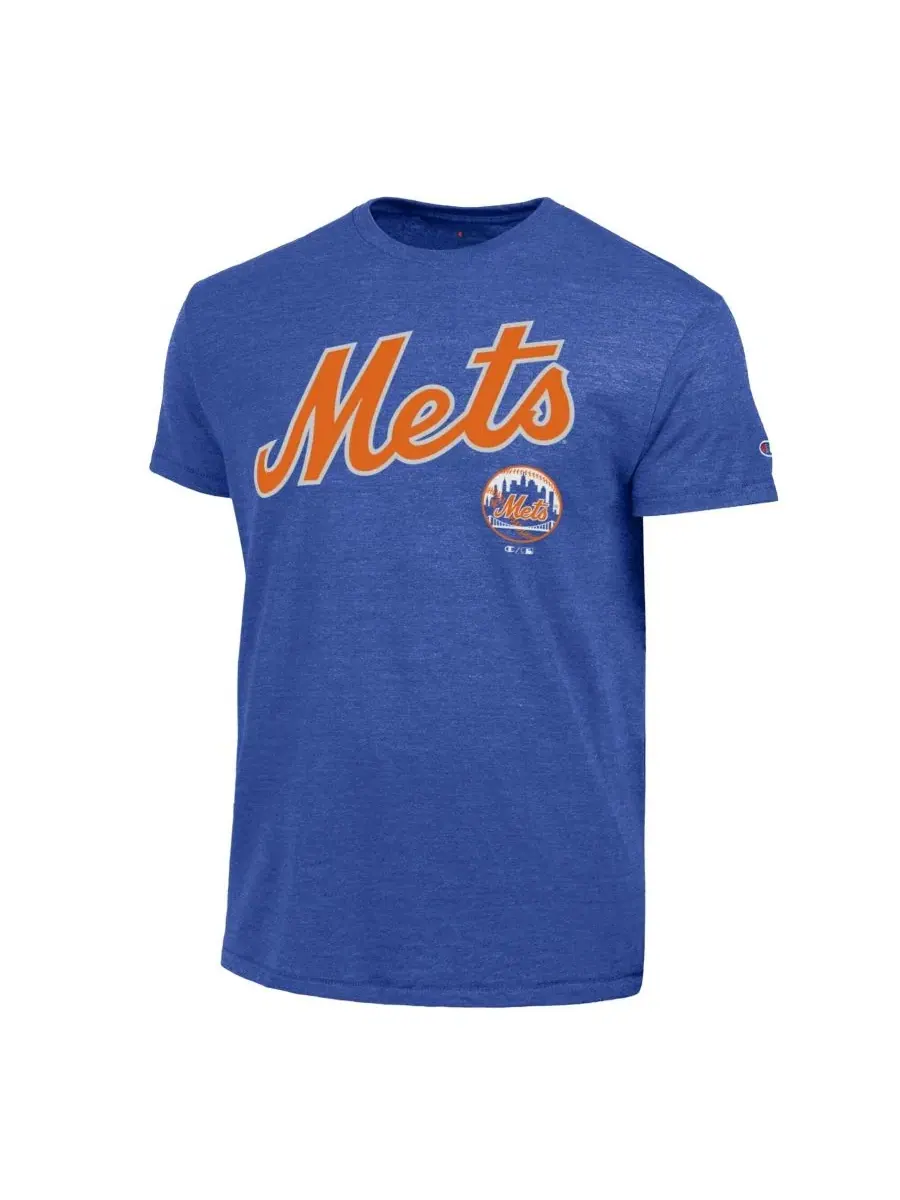 Футболка с принтом New York Mets Cooperstown Wordmark Lockup Tri-Blend Champion — изображение 2 из 3, королевский
