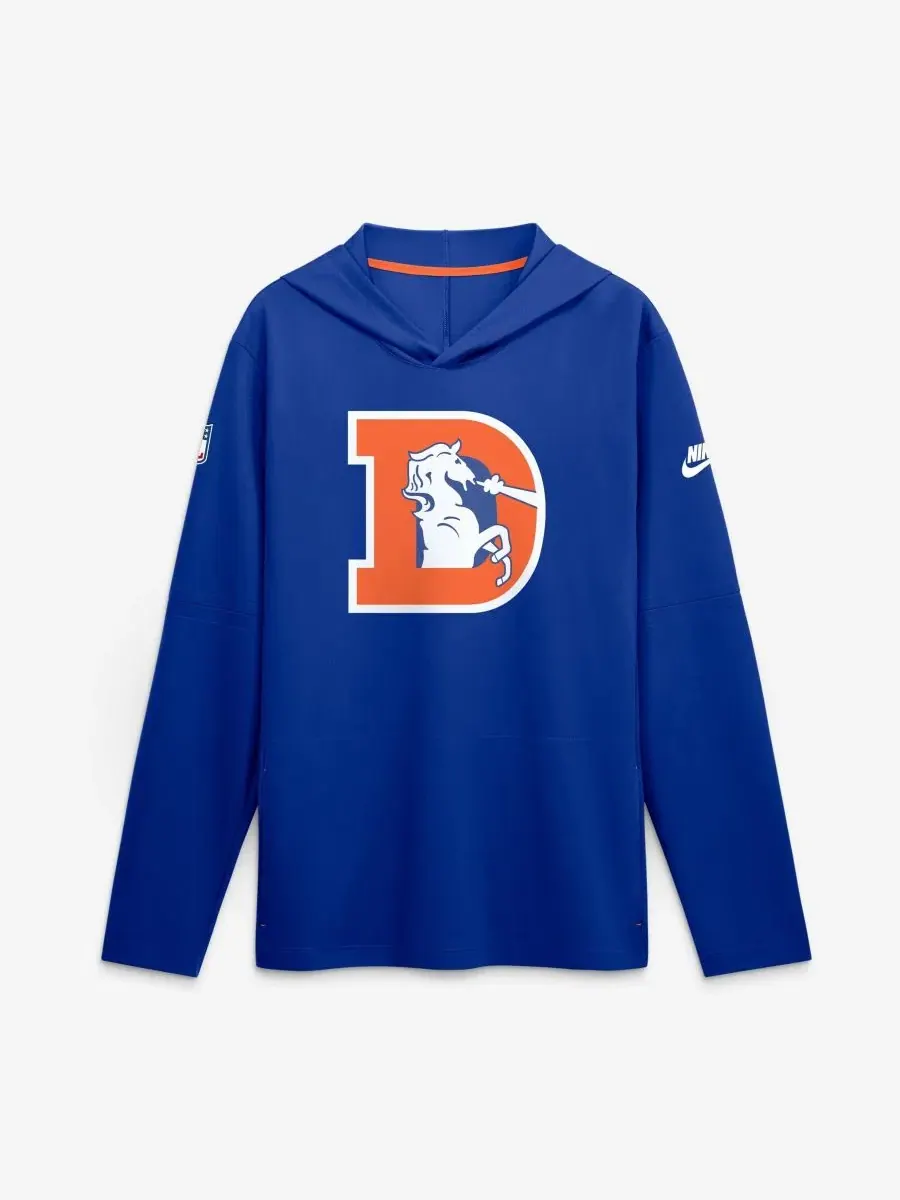 Футболка с капюшоном и длинным рукавом Nike Denver Broncos Sideline Dri-FIT — изображение 1 из 4, королевский