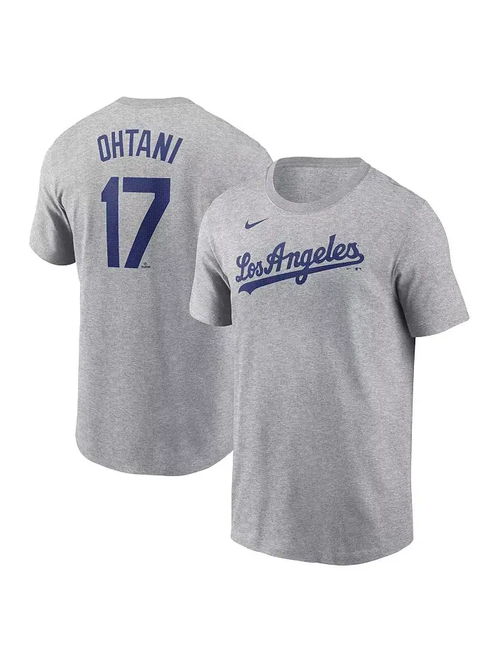 Мужская футболка Shohei Ohtani серого цвета Los Angeles Dodgers 2024 Fuse Name Number Nike — изображение 1 из 3