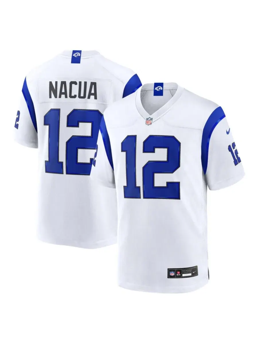 Мужская футболка с принтом Puka Nacua Los Angeles Rams Fearsome White Game Jersey Nike — изображение 1 из 3, белый