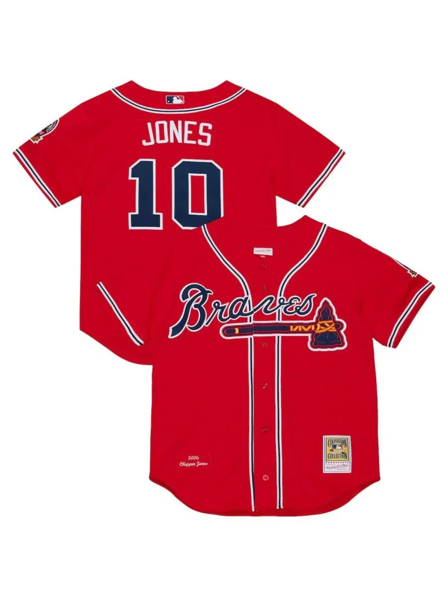 Джерси Chipper Jones Red Atlanta Braves 2006 Cooperstown Collection Mitchell & Ness — изображение 1 из 4, красный