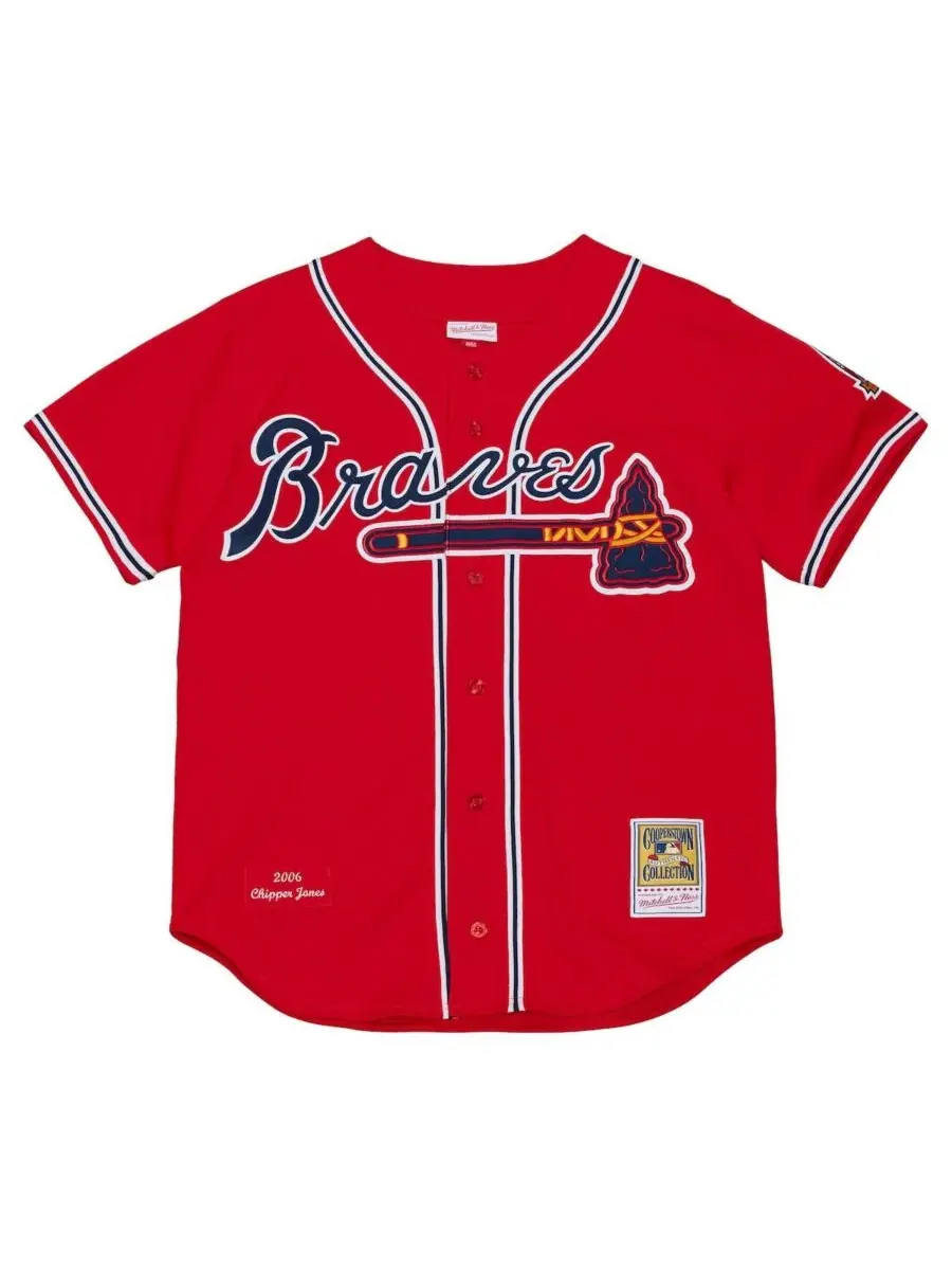 Джерси Chipper Jones Red Atlanta Braves 2006 Cooperstown Collection Mitchell & Ness — изображение 2 из 4, красный