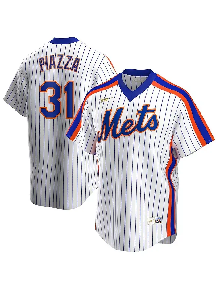 Мужская бейсбольная майка Mike Piazza белого цвета New York Mets Home из коллекции Cooperstown — изображение 1 из 1