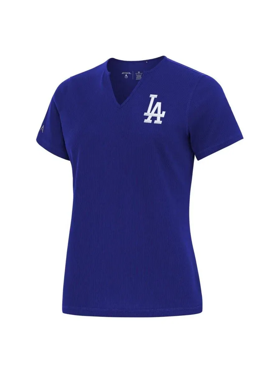 Футболка женская с вырезом и принтом Los Angeles Dodgers Antigua — изображение 1 из 1, королевский