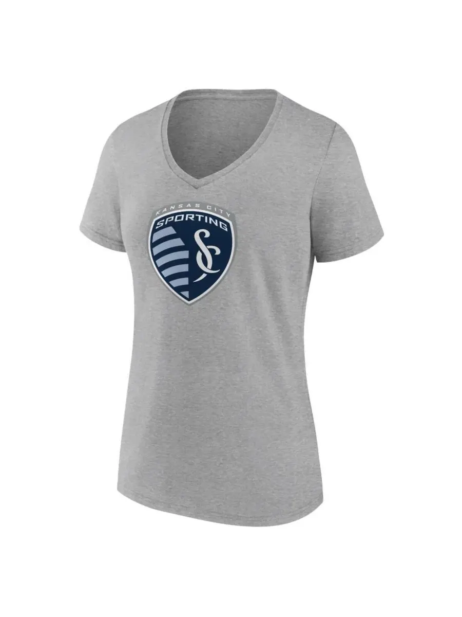 Футболка с V-образным вырезом с логотипом Sporting Kansas City Fanatics — изображение 2 из 3, сталь