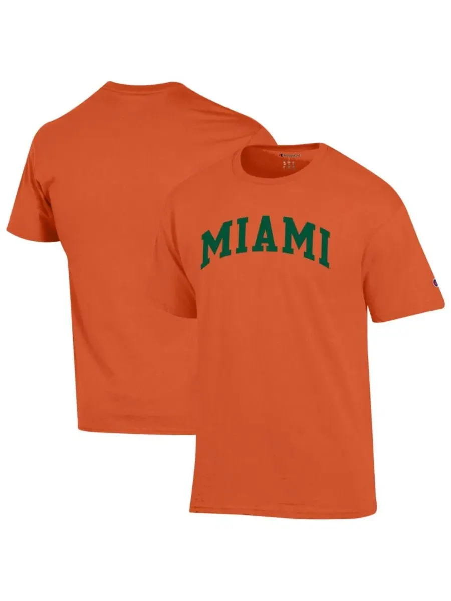 Футболка с принтом Miami Hurricanes Basic Arch Champion — изображение 1 из 3, оранжевый