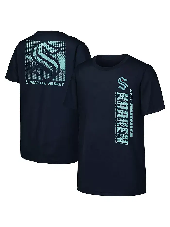 Футболка Seattle Kraken Atmosphere для больших мальчиков и девочек в тёмно-синем цвете Outerstuff — изображение 1 из 3