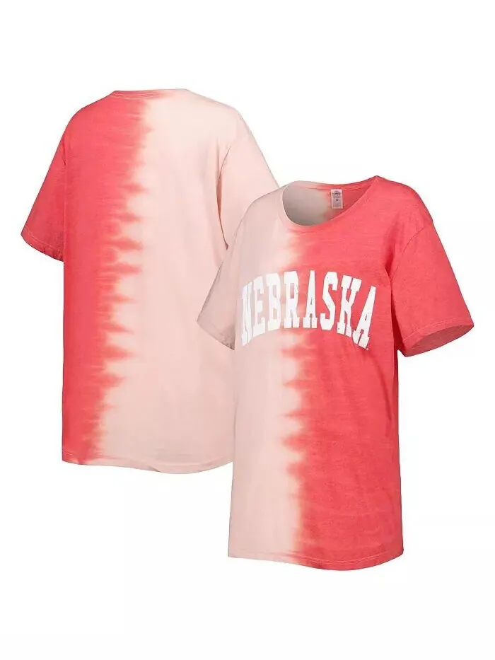Женская футболка Scarlet с эффектом потертости Nebraska Huskers Find Your Groove с разделенным — изображение 1 из 3