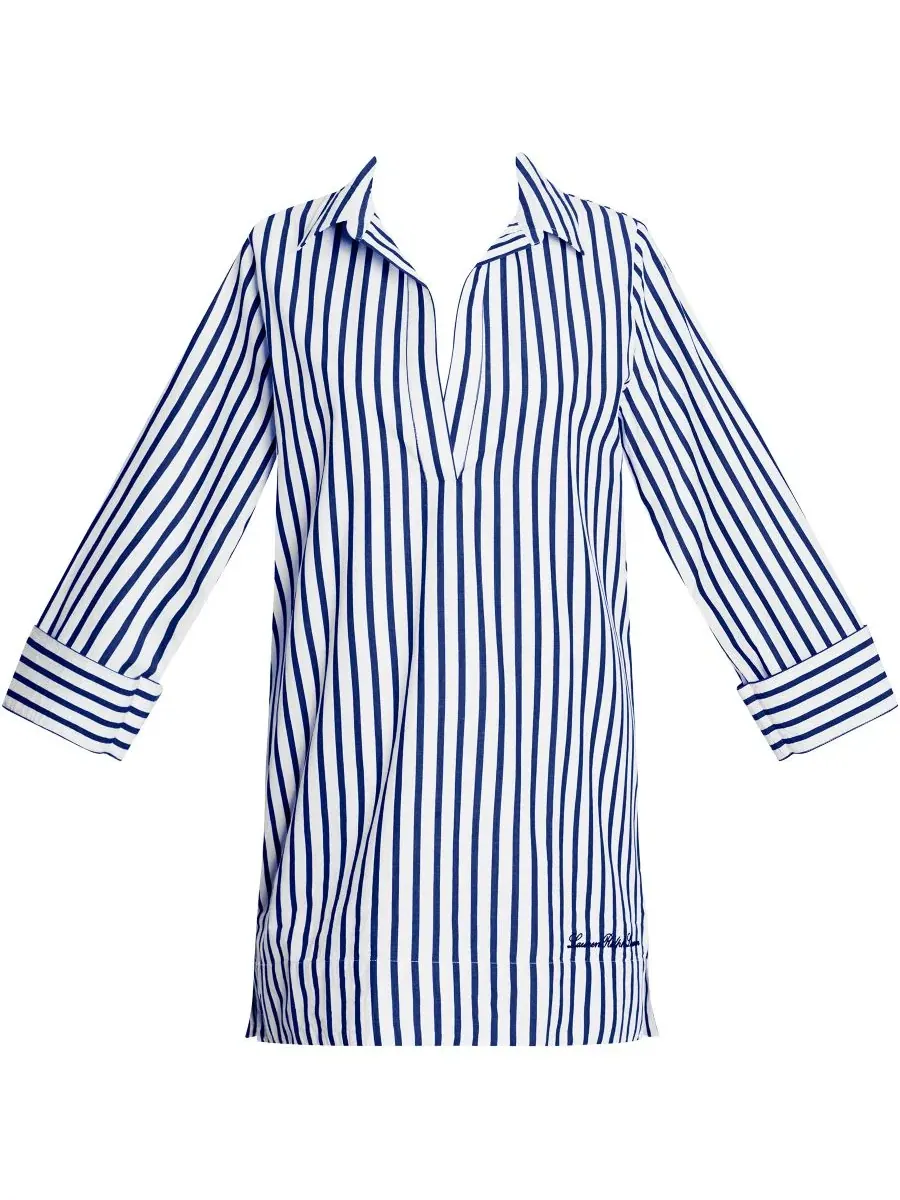 Туника-пляжное платье с V-образным вырезом и рукавом 3/4, модель Wide-Cuff Tunic Cover-Up Lauren — изображение 5 из 5