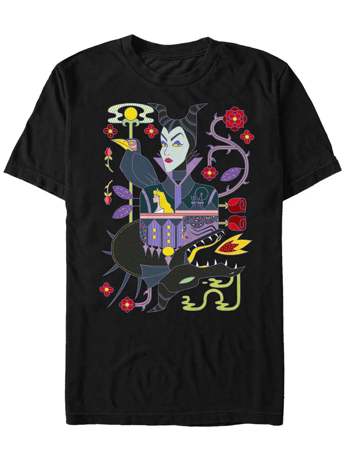 Мужская игральная карта disney sleeping beauty maleficent, футболка с коротким рукавом Fifth Sun — изображение 1 из 1, черный