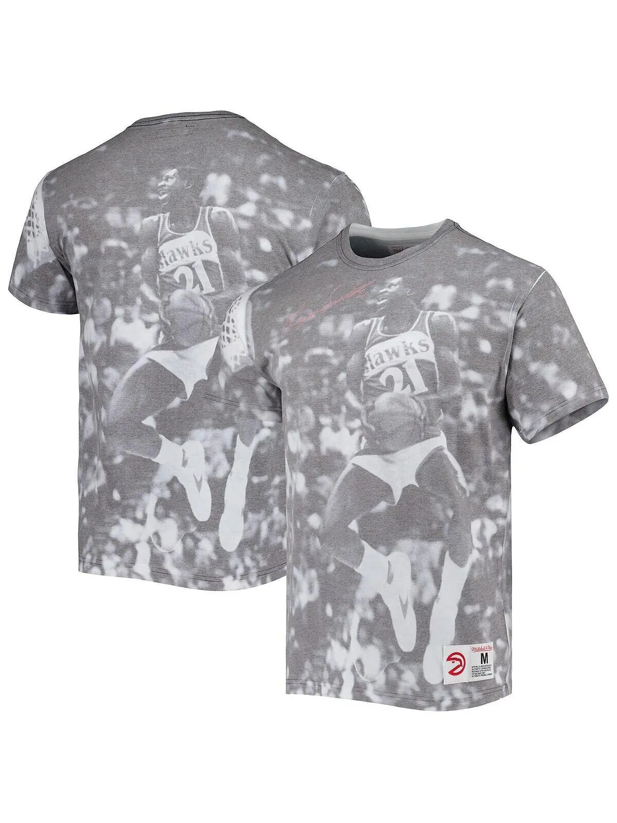 Мужская футболка dominique wilkins grey atlanta hawks above the rim с сублимацией Mitchell & Ness — изображение 1 из 3, серый