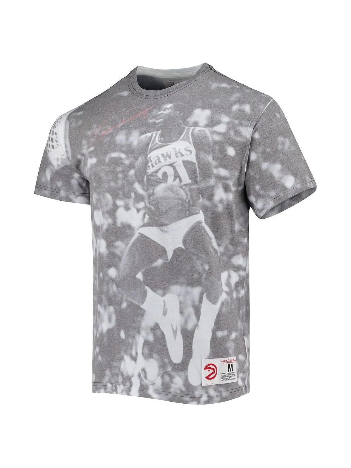 Мужская футболка dominique wilkins grey atlanta hawks above the rim с сублимацией Mitchell & Ness — изображение 2 из 3, серый