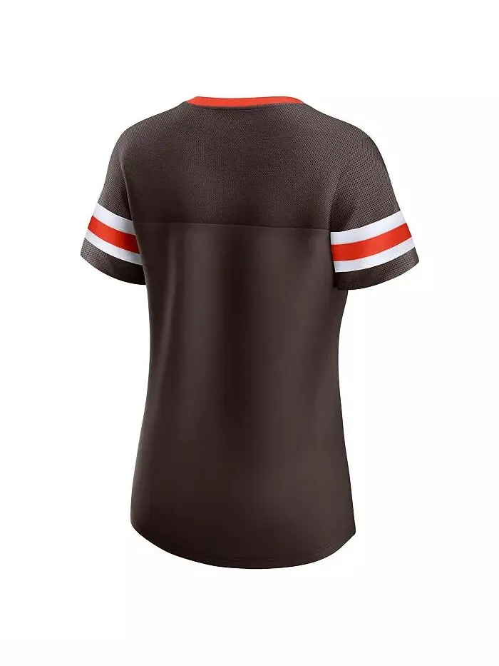 Женская коричневая футболка Cleveland Browns Original State Lace-Up Fanatics — изображение 3 из 3