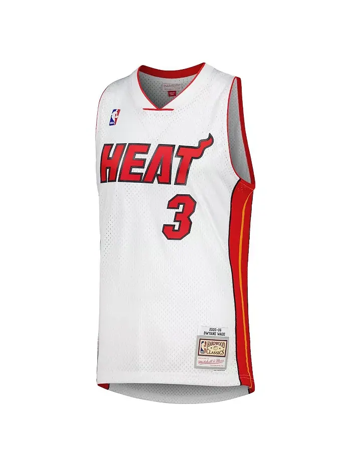 Мужская белая майка-свингер «Miami Heat Hardwood Classics» Дуэйна Уэйда 2005-06 Mitchell & Ness — изображение 2 из 2