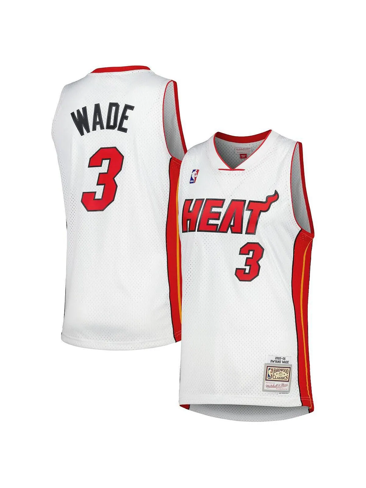 Мужское джерси Dwyane Wade White Miami Heat Hardwood Classics 2005-06 Swingman Mitchell & Ness — изображение 1 из 2, белый