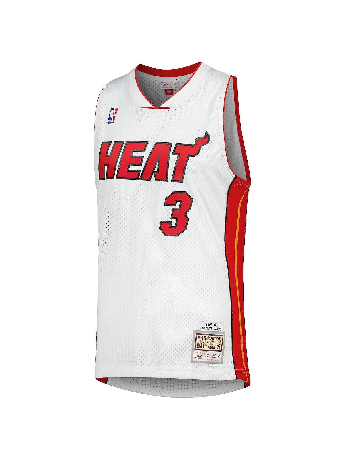 Мужское джерси Dwyane Wade White Miami Heat Hardwood Classics 2005-06 Swingman Mitchell & Ness — изображение 2 из 2, белый