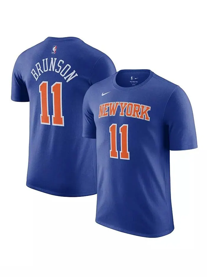 Мужская футболка Jalen Brunson Blue New York Knicks Icon Edition с именем и номером Nike — изображение 1 из 3