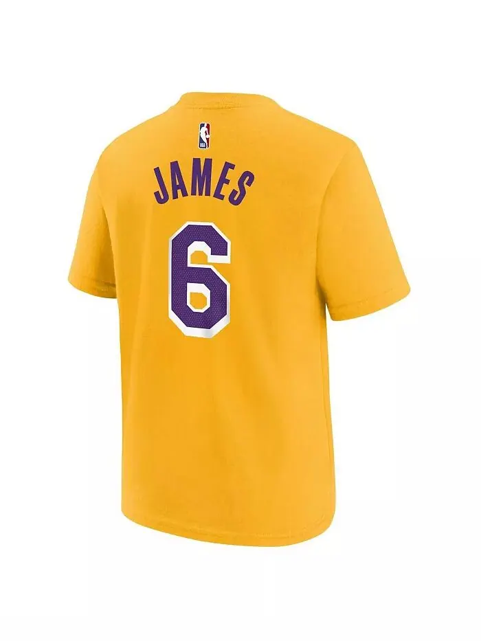 Футболка с именем и номером Big Boys LeBron James Gold Los Angeles Lakers Nike — изображение 2 из 3