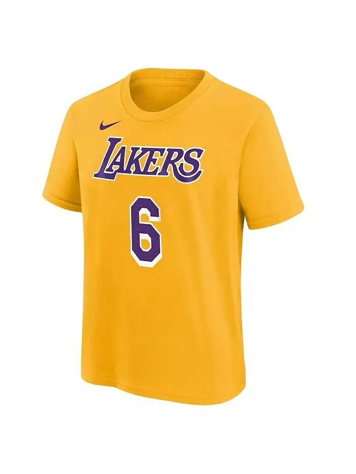 Футболка с именем и номером Big Boys LeBron James Gold Los Angeles Lakers Nike — изображение 3 из 3