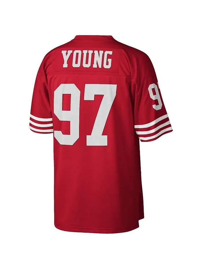 Мужская футболка Bryant Young Scarlet San Francisco 49ers 1994 Legacy Replica Mitchell & Ness — изображение 2 из 3, алый