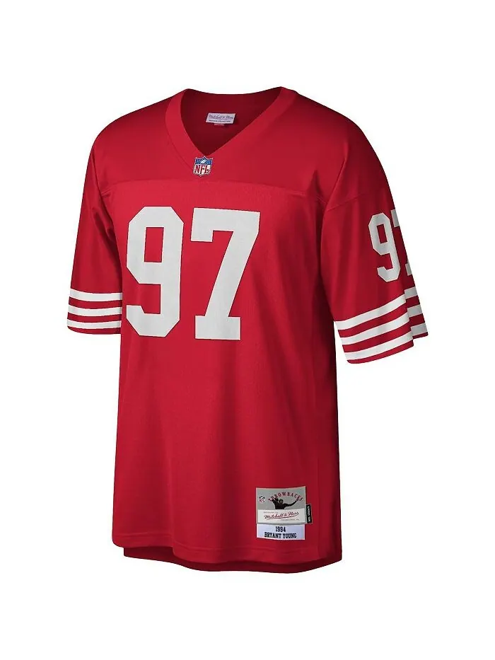 Мужская футболка Bryant Young Scarlet San Francisco 49ers 1994 Legacy Replica Mitchell & Ness — изображение 3 из 3, алый