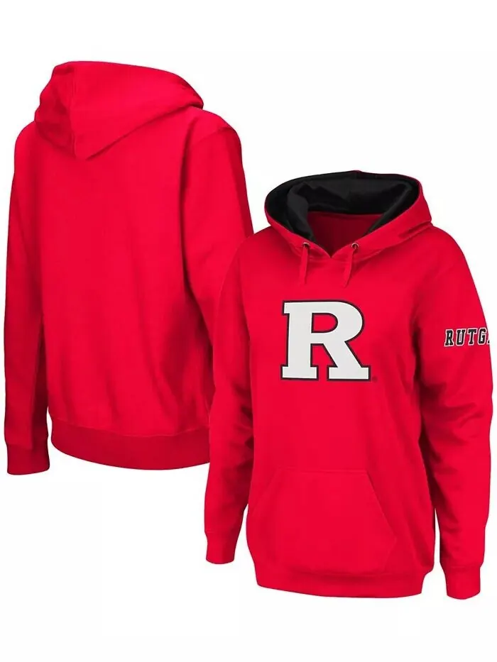 Женский пуловер с капюшоном и большим логотипом Scarlet Rutgers Scarlet Knights Team Stadium — без цвета