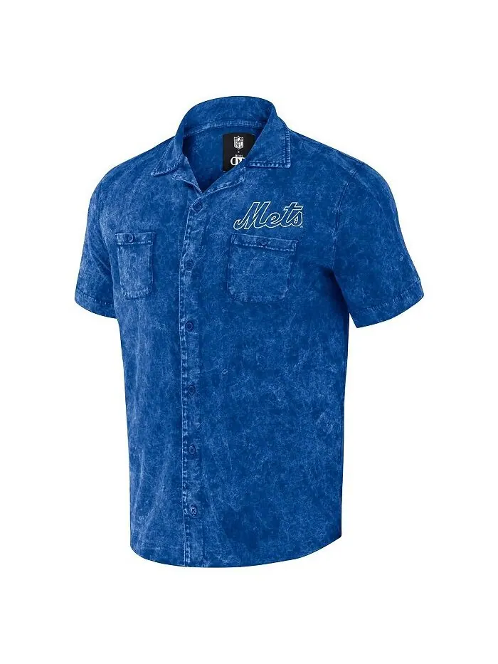 Мужская рубашка на пуговицах из коллекции Darius Rucker от Royal Distressed New York Mets Denim — изображение 2 из 3