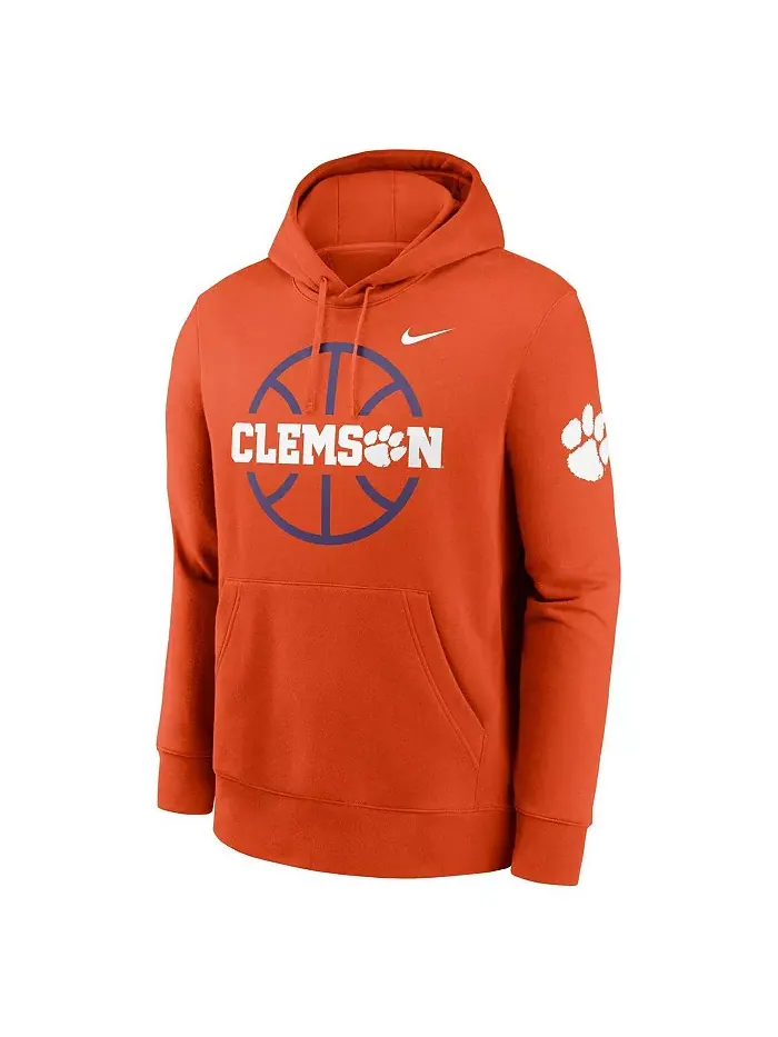 Мужская оранжевая баскетбольная толстовка с капюшоном Clemson Tigers Icon Club Fleece Nike — изображение 2 из 3