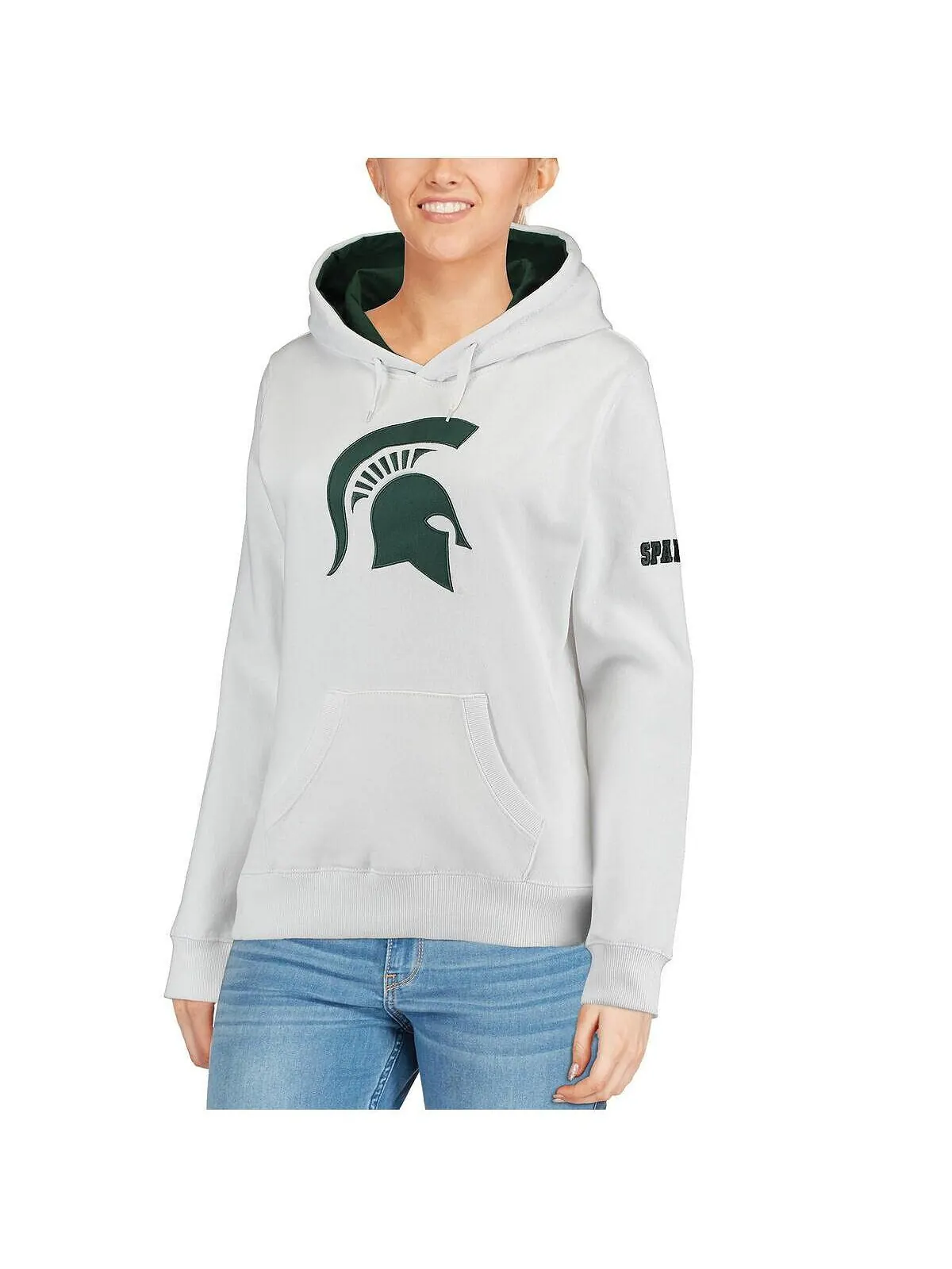 Белый женский пуловер с большим логотипом Michigan State Spartans Stadium Athletic — изображение 2 из 4