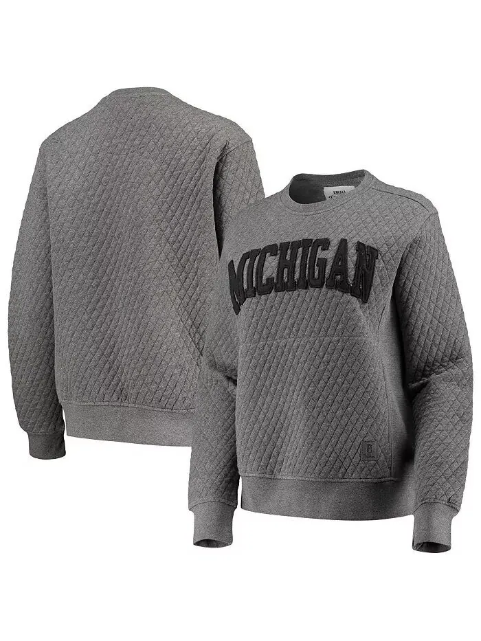 Женский стеганый пуловер с принтом Heather Charcoal Michigan Wolverines Moose Pressbox — изображение 1 из 4