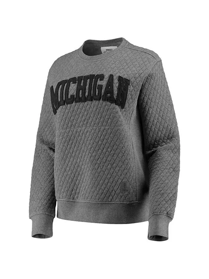Женский стеганый пуловер с принтом Heather Charcoal Michigan Wolverines Moose Pressbox — изображение 4 из 4