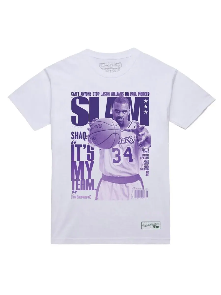 Mitchell & Ness Мужская белая футболка Shaquille O'Nel Los Angeles Lakers SLAM Gradient — изображение 2 из 3, белый