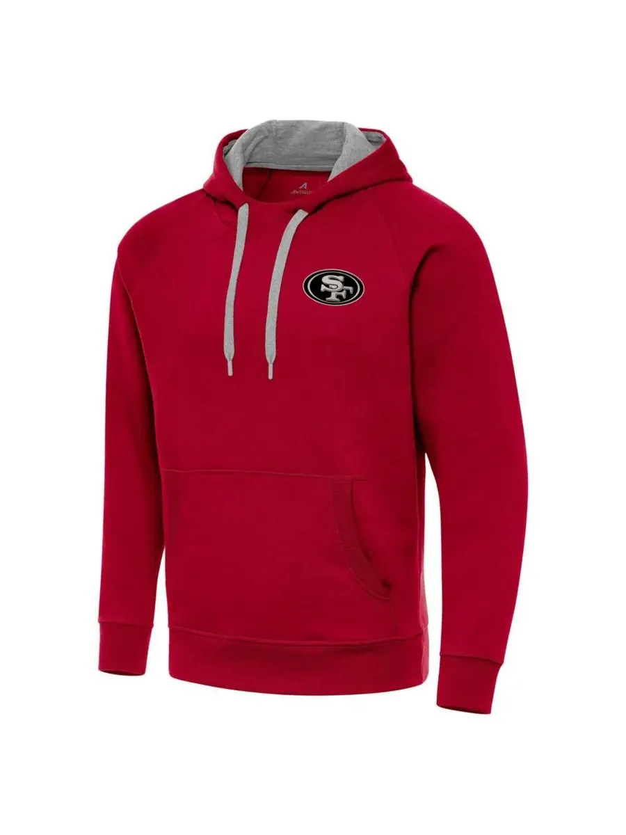 Мужская алая толстовка San Francisco 49ers Brushed Carbon Victory Pullover Hoodie Antigua — изображение 3 из 3, алый