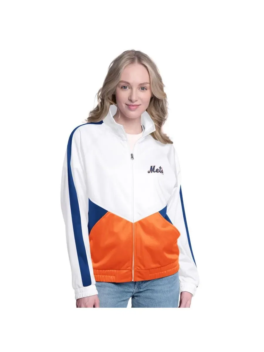 G-III Sports by Carl Banks Женская белая/королевская спортивная куртка New York Mets Rally с