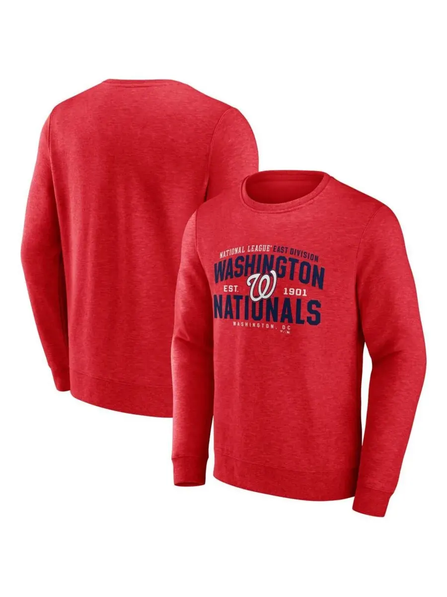 Fanatics Мужская толстовка-пуловер Washington Nationals Classic Move красного меланжевого цвета — изображение 1 из 3, красный