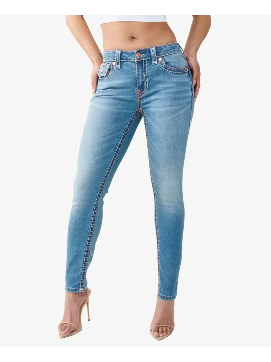 Женские джинсы Jennie Mid-Rise Skinny Super T Flap Jeans True Religion, Low Tide
