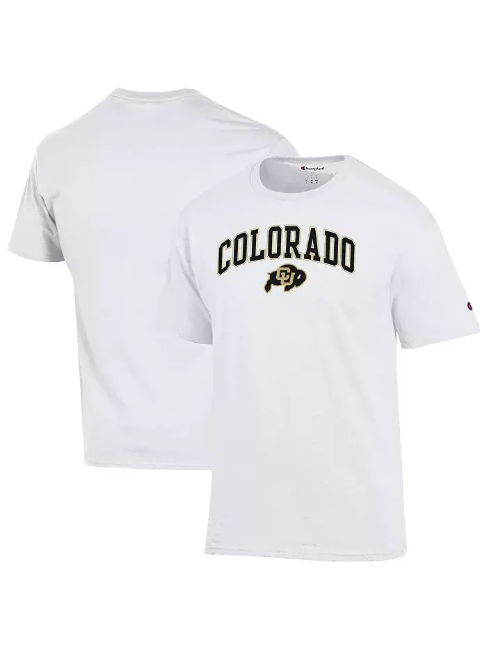 Мужская белая футболка Colorado Buffaloes с арочным логотипом Champion — изображение 1 из 3