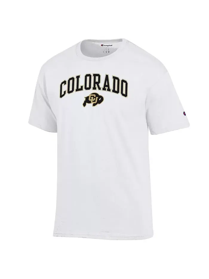 Мужская белая футболка Colorado Buffaloes с арочным логотипом Champion — изображение 2 из 3