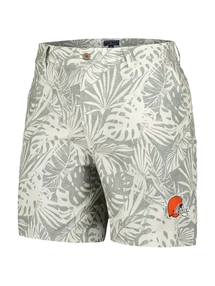 Мужские серые шорты Cleveland Browns Sandwashed Monstera Print Amphib Margaritaville — изображение 3 из 3