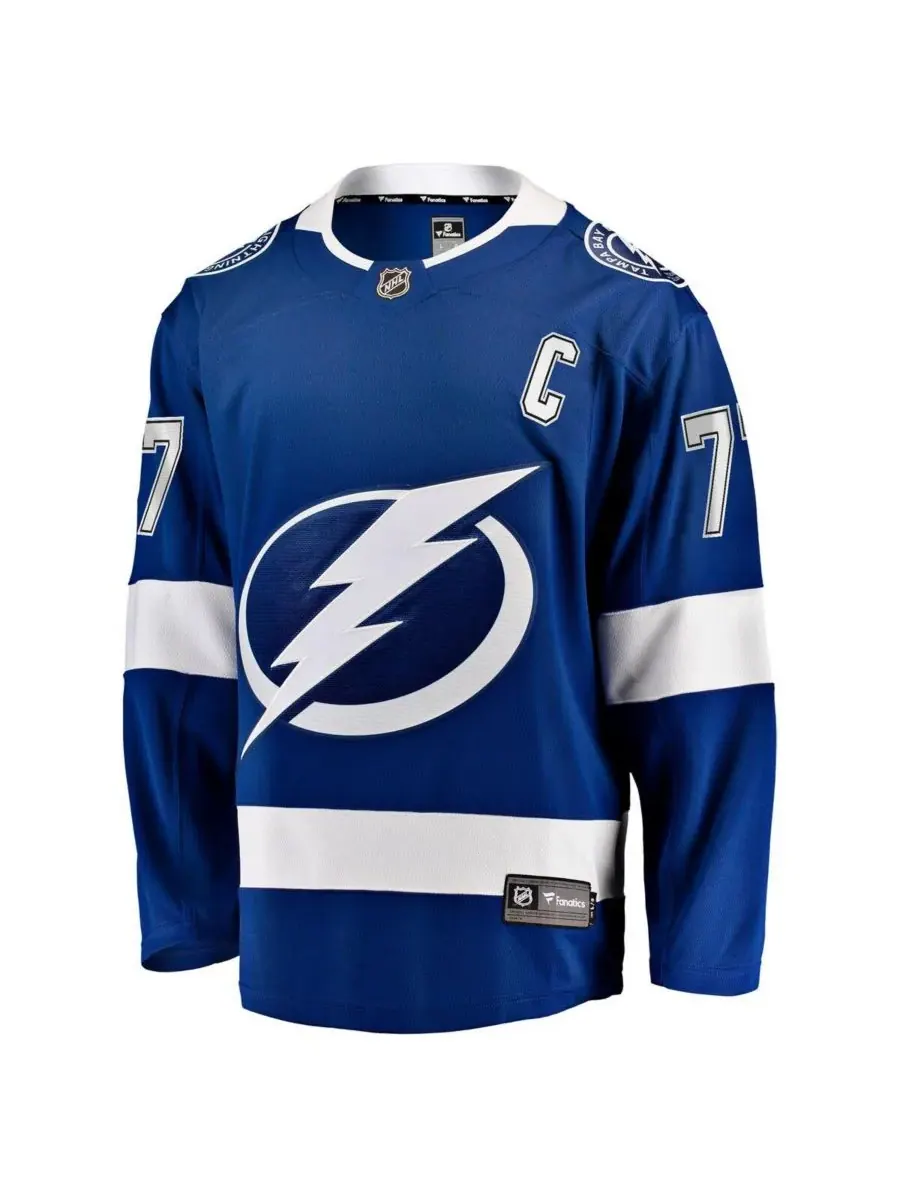 Fanatics Мужская синяя домашняя футболка Victor Hedman Tampa Bay Lightning с нашивкой капитана и — изображение 2 из 3, синий