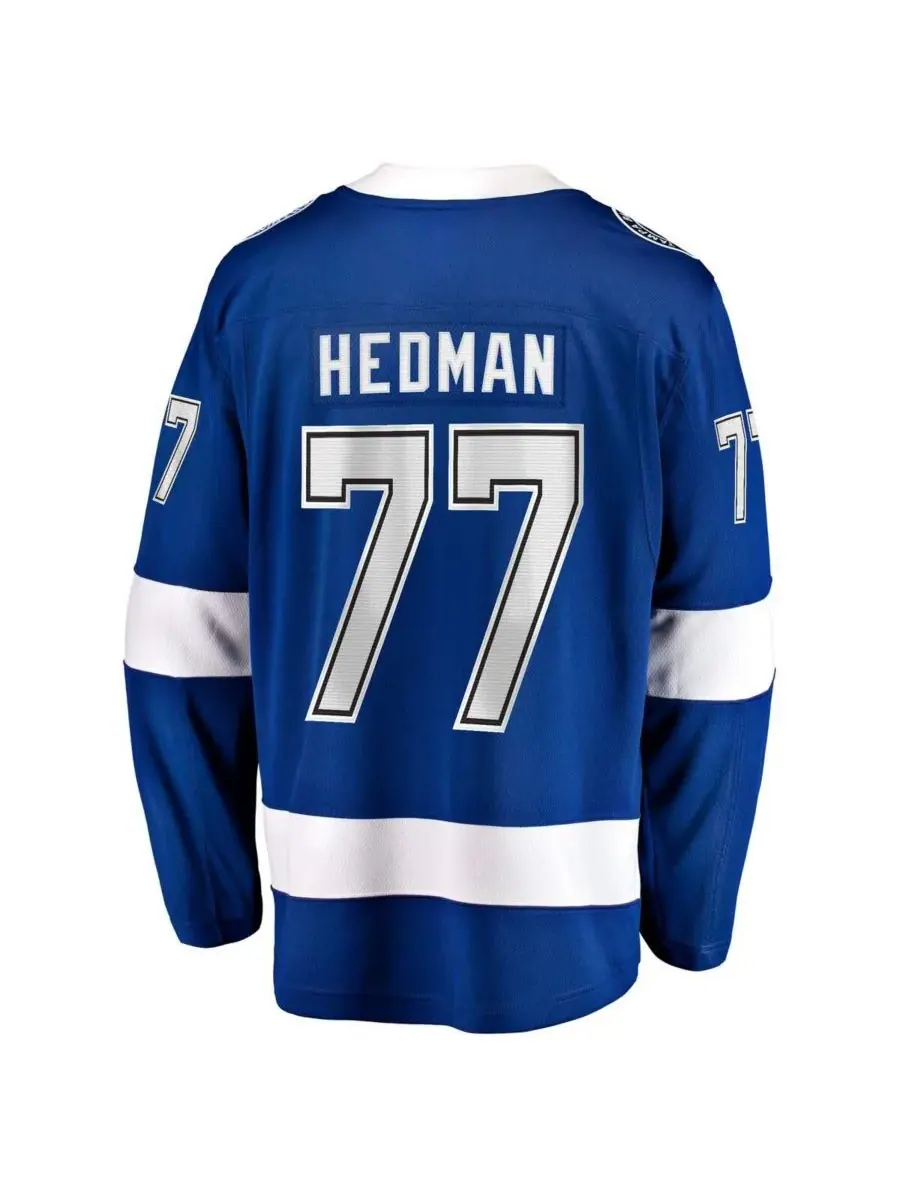 Fanatics Мужская синяя домашняя футболка Victor Hedman Tampa Bay Lightning с нашивкой капитана и — изображение 3 из 3, синий