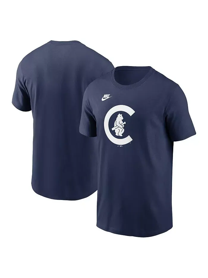 Мужская футболка Chicago Cubs Cooperstown Collection с логотипом команды в синем цвете Nike — изображение 1 из 3