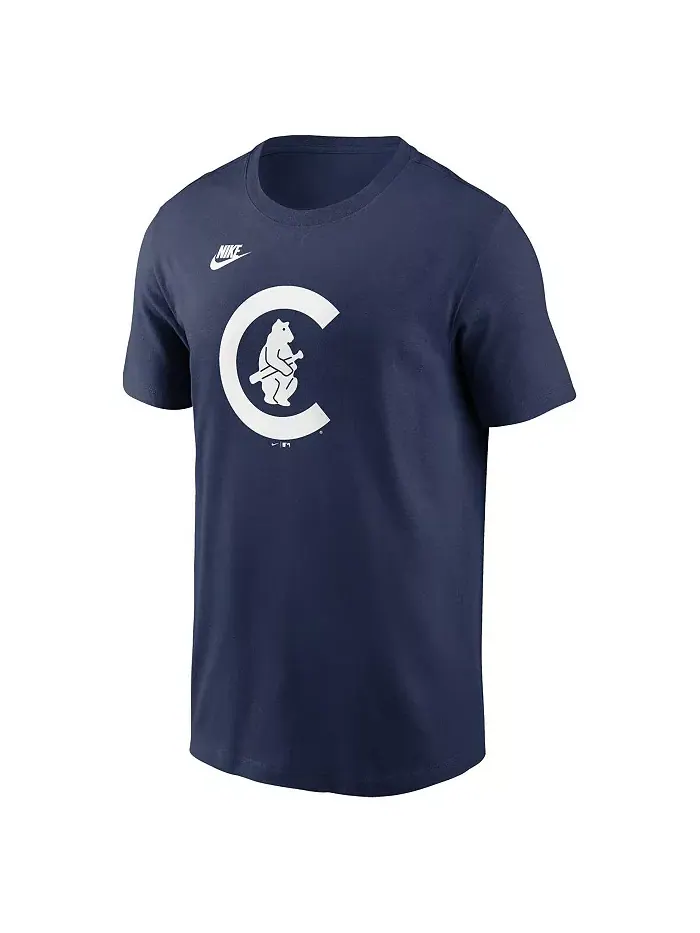 Мужская футболка Chicago Cubs Cooperstown Collection с логотипом команды в синем цвете Nike — изображение 2 из 3