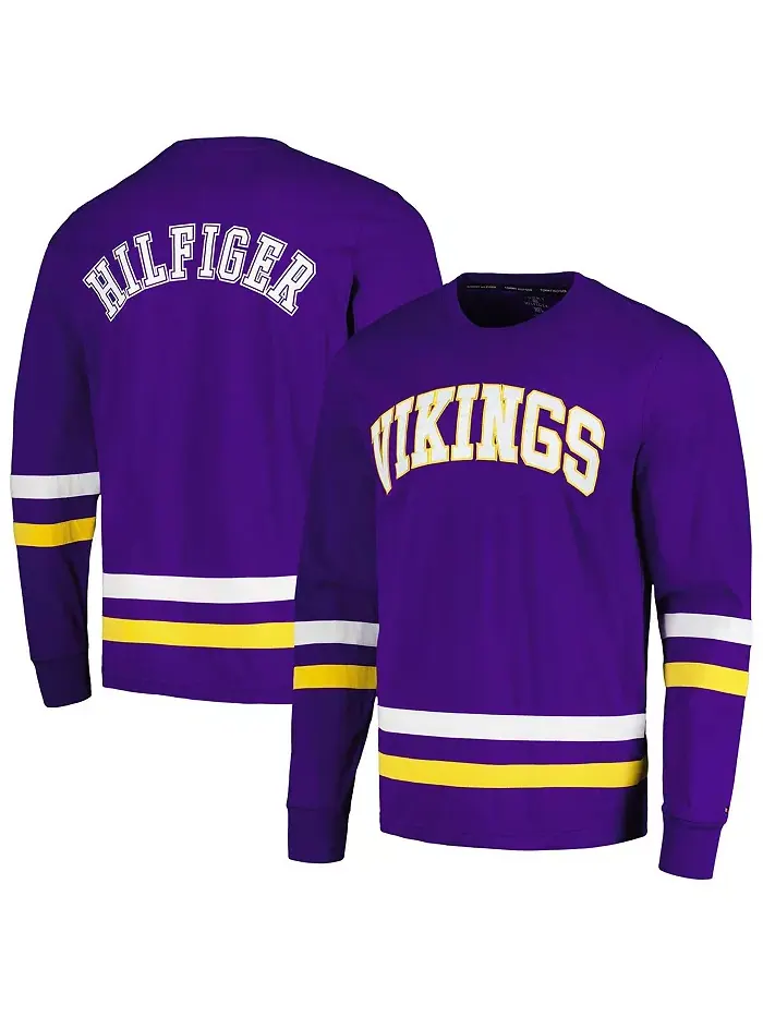 Мужская фиолетово-золотая футболка с длинным рукавом Minnesota Vikings Nolan Tommy Hilfiger