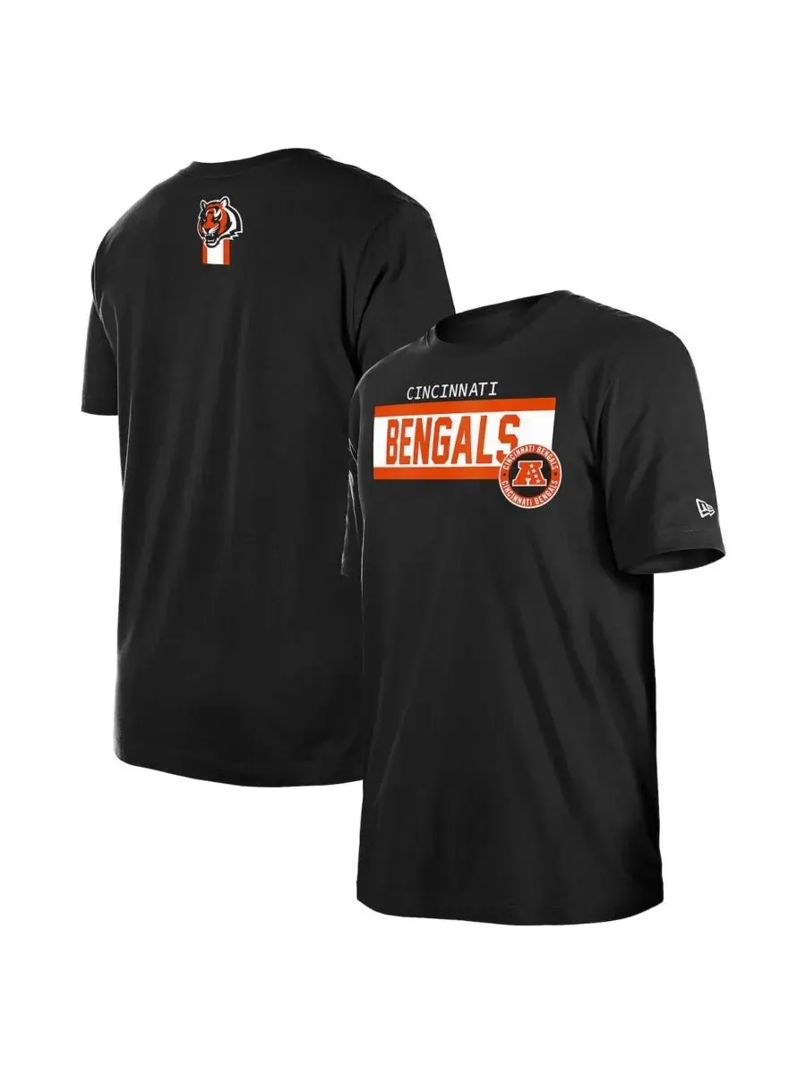 New Era Мужская черная футболка с принтом Cincinnati Bengals "3rd Down" высокой плотности — изображение 1 из 3, черный